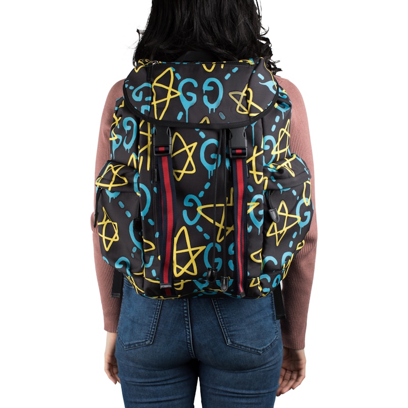 Gucci GucciGhost Techpack Backpack Graffiti Print Black/Multicolor