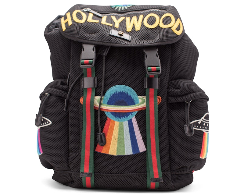 Gucci Mesh Embroidery Backpack Hollywood/UFO/Planet Embroidery Red/Black/Green/
