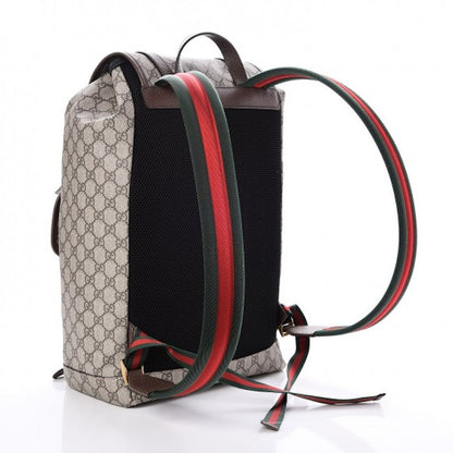 Gucci Soft Backpack GG Supreme Web Straps Brown Yellow