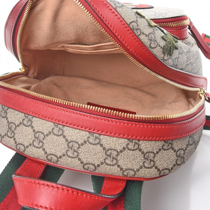 Gucci Backpack Monogram GG Supreme Flower Snake Patches Small Red