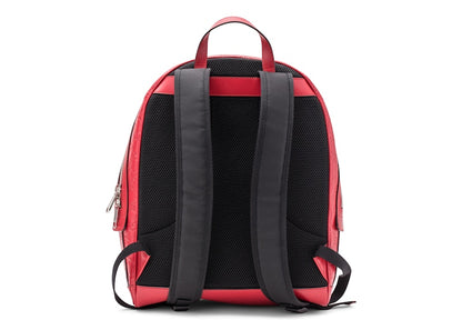 Gucci Signature Backpack Monogram GG Front Zipper Pocket/Embossed Hibiscus Red