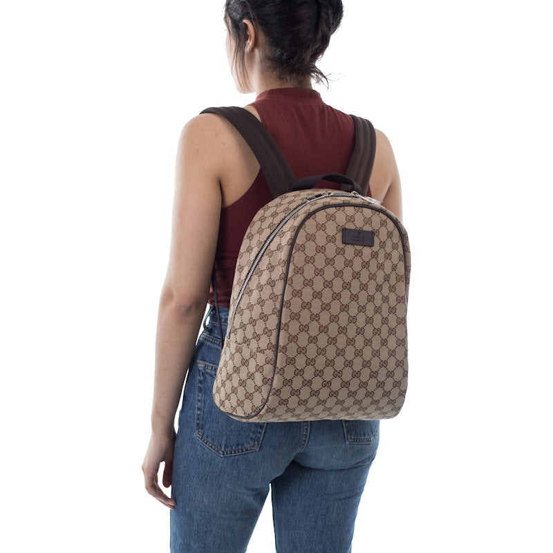 Gucci Top Zip Backpack Monogram GG Beige/Brown