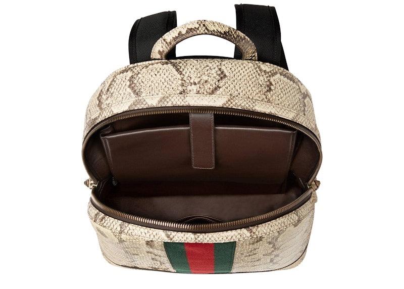 Gucci Web Animalier Python Backpack Python Skin Web Detail Yellow/Green/Red
