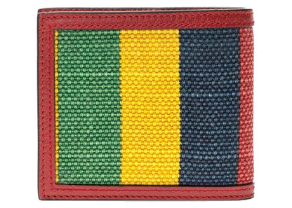 Gucci Baiadera Striped Canvas Bi-Fold Wallet Red