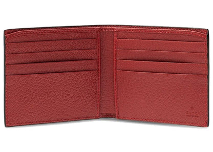 Gucci Baiadera Striped Canvas Bi-Fold Wallet Red
