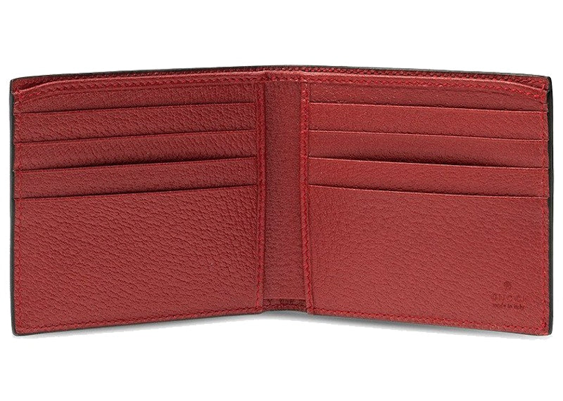 Gucci Baiadera Striped Canvas Bi-Fold Wallet Red