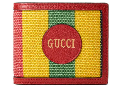 Gucci Baiadera Striped Canvas Bi-Fold Wallet Red