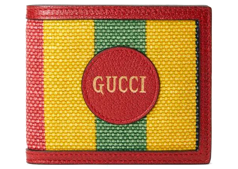 Gucci Baiadera Striped Canvas Bi-Fold Wallet Red