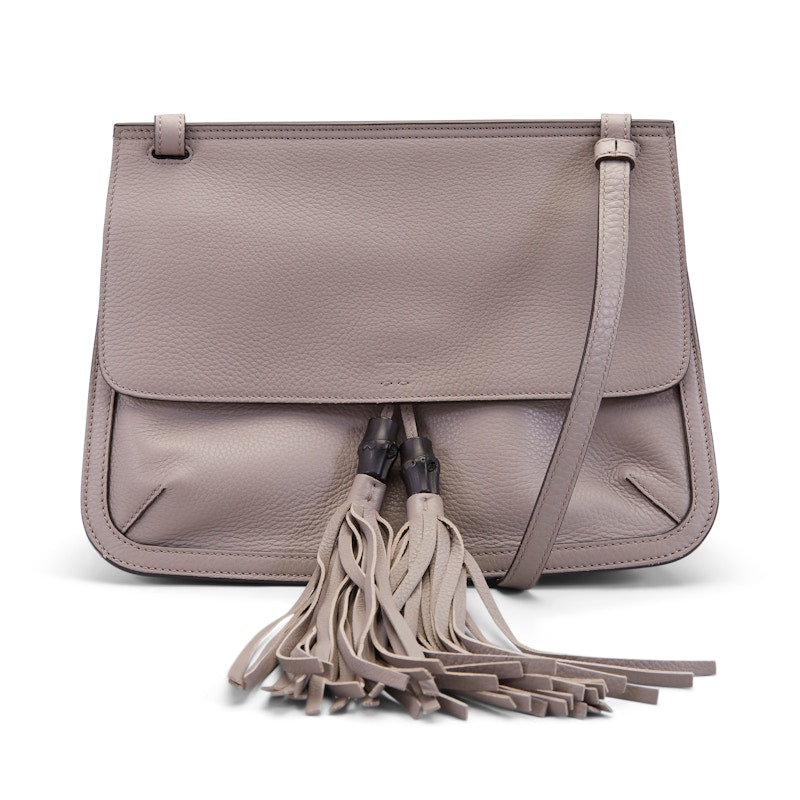 Gucci Bamboo Daily Flap Shoulder Bag Grey