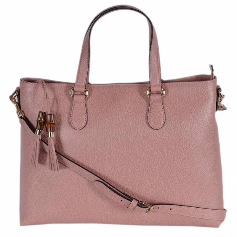 Gucci Bamboo Tassel Tote Large Dusty Pink