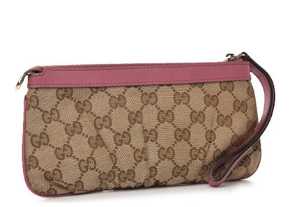 Gucci Bamboo Zip Wristlet Monogram GG Pink