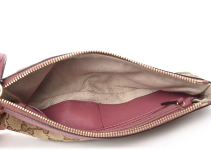 Gucci Bamboo Zip Wristlet Monogram GG Pink