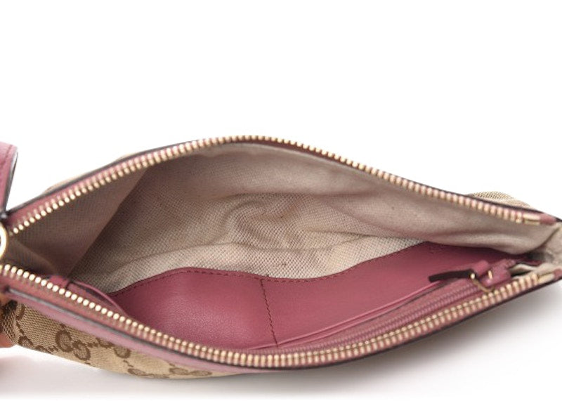 Gucci Bamboo Zip Wristlet Monogram GG Pink