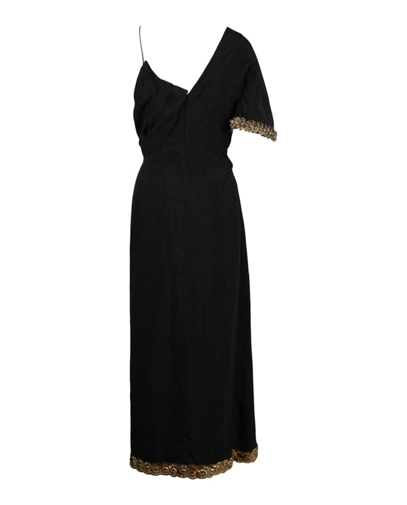Gucci Beaded Draped Midi Dress Black