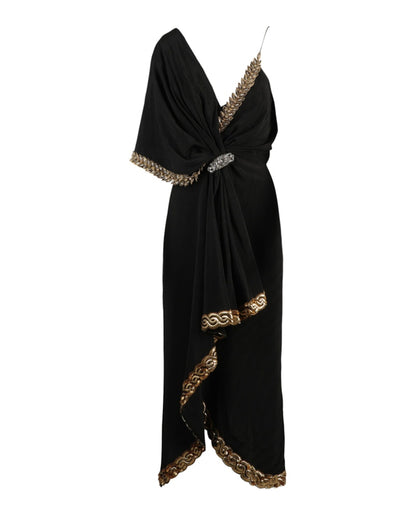 Gucci Beaded Draped Midi Dress Black