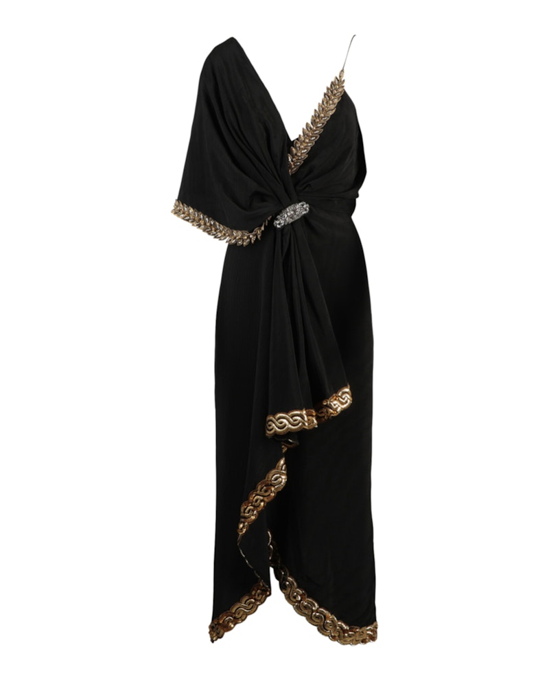 Gucci Beaded Draped Midi Dress Black