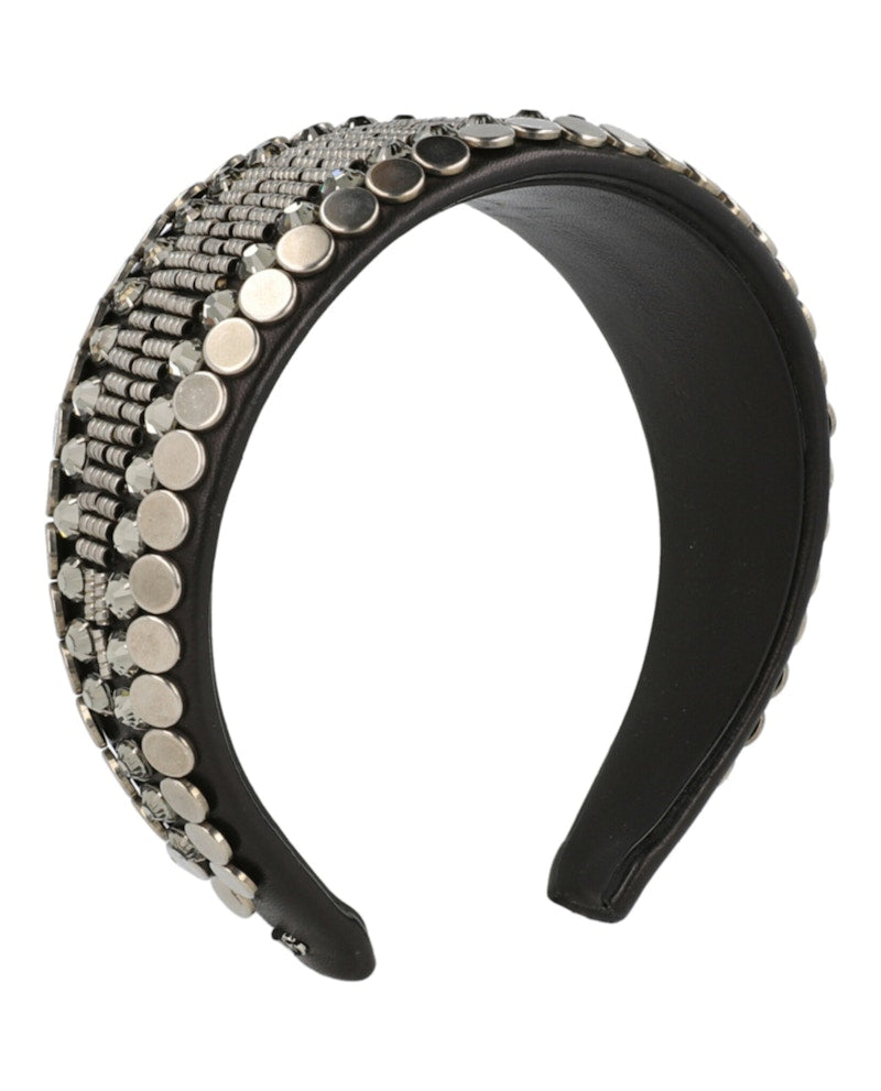Gucci Beaded Leather Headband Beige