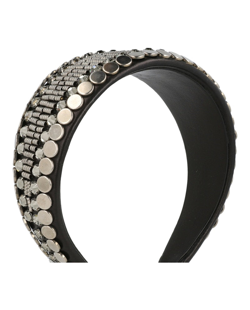 Gucci Beaded Leather Headband Beige