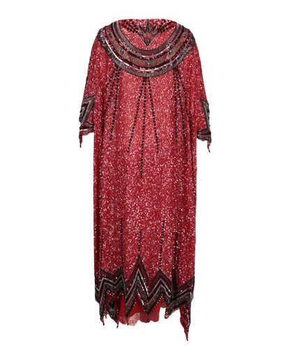 Gucci Beaded and Crystal Embellished Dress Red