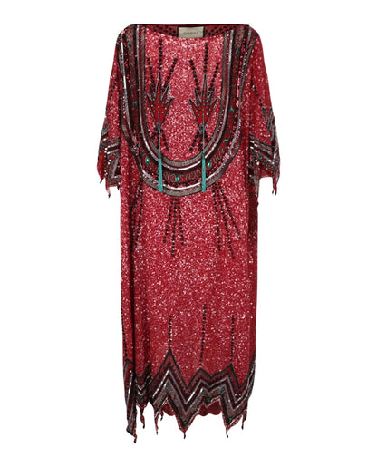 Gucci Beaded and Crystal Embellished Dress Red