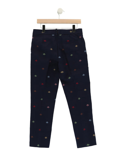 Gucci Bee Print Cotton Trousers Blue