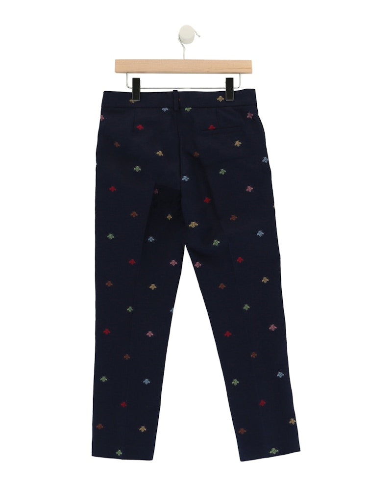 Gucci Bee Print Cotton Trousers Blue
