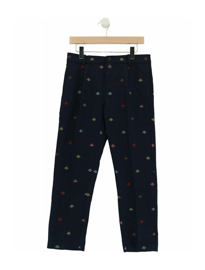 Gucci Bee Print Cotton Trousers Blue