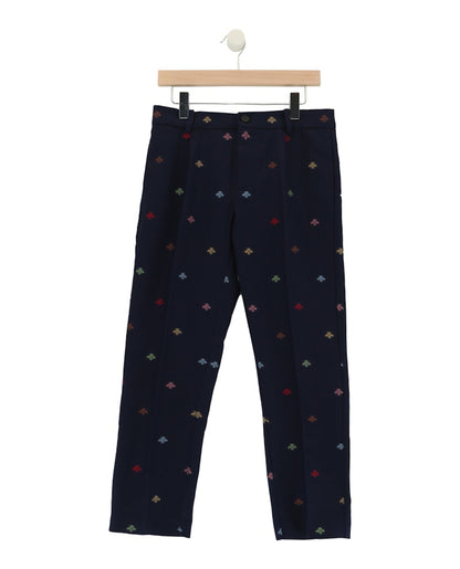 Gucci Bee Print Cotton Trousers Blue