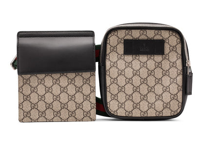 Gucci Belt Bag GG Supreme Web Waist Strap Black/Beige