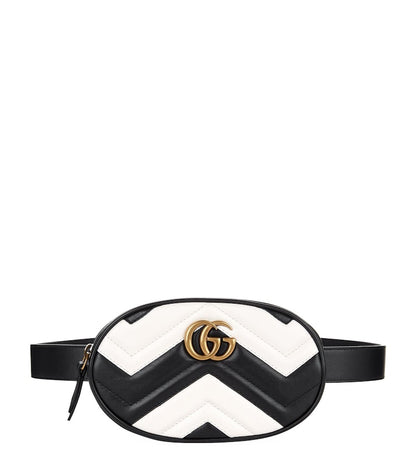 Gucci GG Marmont Belt Bag Matelasse Black/White