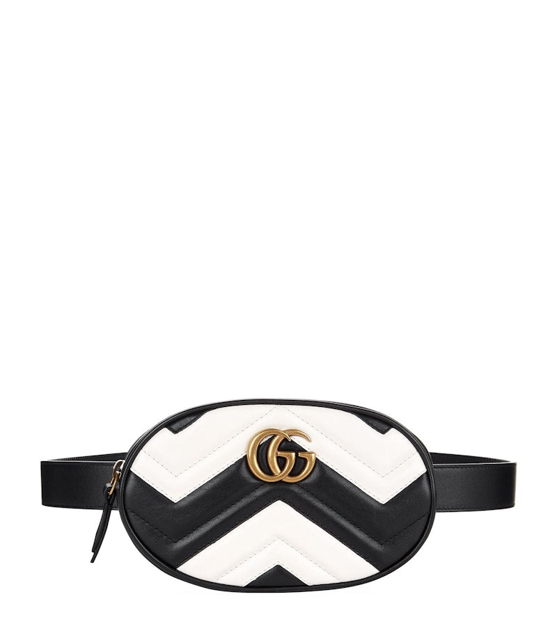 Gucci GG Marmont Belt Bag Matelasse Black/White