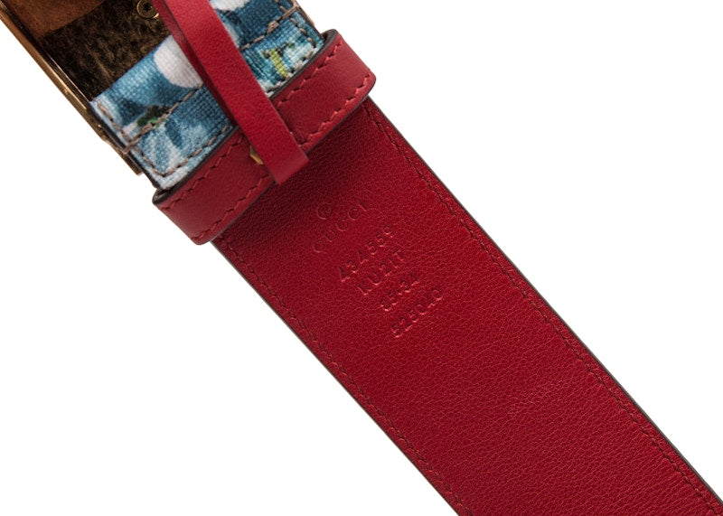 Gucci Blooms Tiger Plaque Belt Blue Multicolor