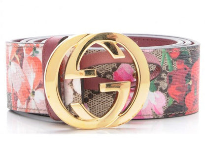 Gucci Belt GG Supreme Blooms Pink