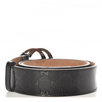 Gucci Belt GG Imprime Interlocking G Black Buckle 1.5 W Black