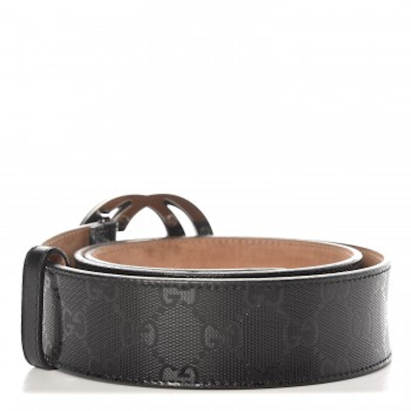 Gucci Belt GG Imprime Interlocking G Black Buckle 1.5 W Black