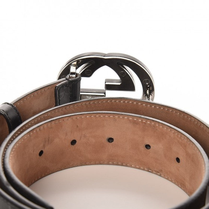 Gucci Belt GG Imprime Interlocking G Black Buckle 1.5 W Black