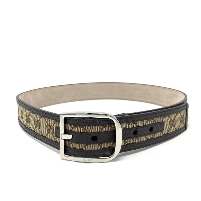 Gucci Belt GG Supreme Leather Trimmed 1.5W Beige/Ebony