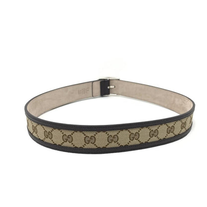 Gucci Belt GG Supreme Leather Trimmed 1.5W Beige/Ebony