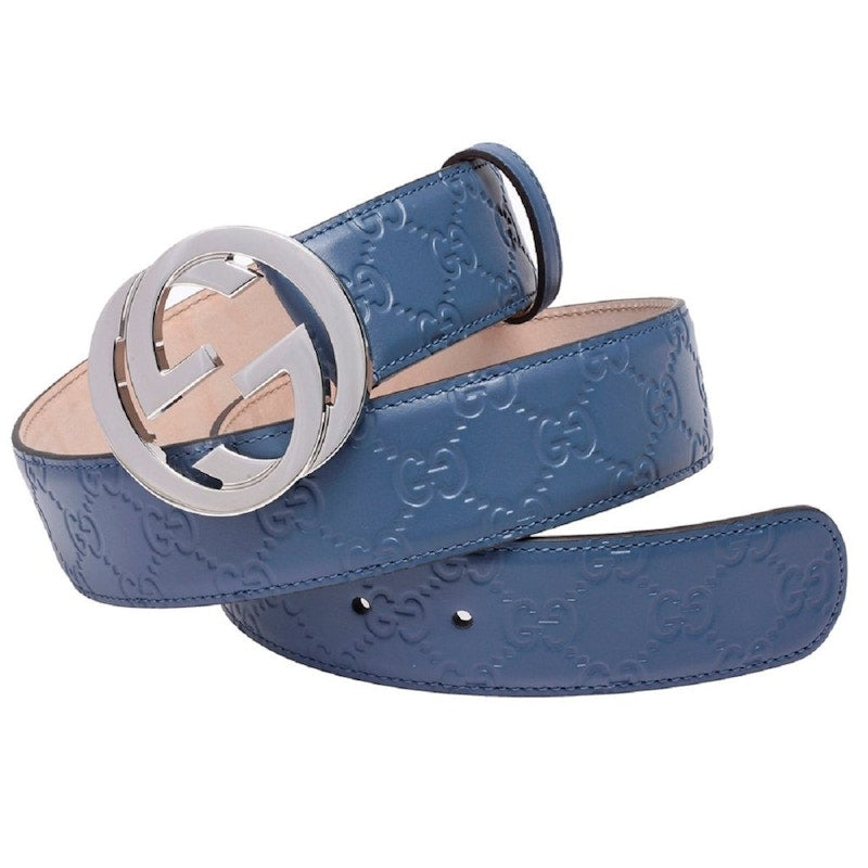 Gucci Belt Guccissima Interlocking G Buckle Blue