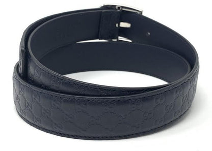 Gucci Belt Guccissima Leather 1.25 Width Navy