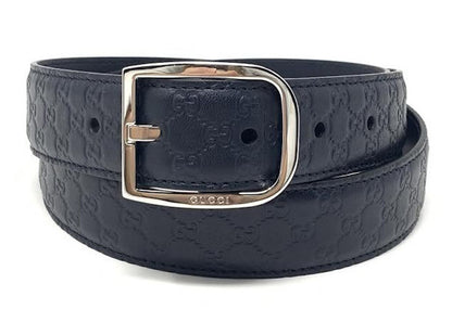 Gucci Belt Guccissima Leather 1.25 Width Navy