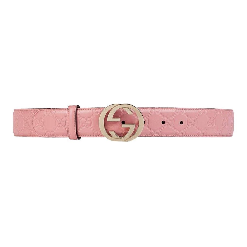 Gucci Belt Guccissima Monogram Interlocking G Soft Pink