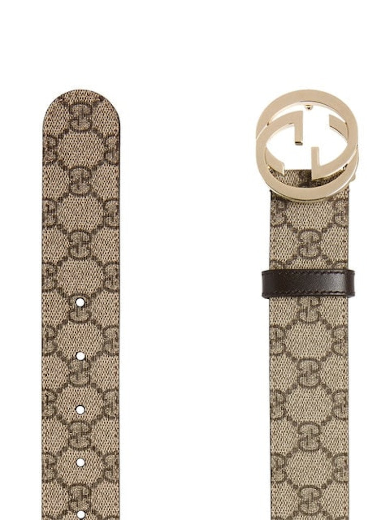 Gucci GG Supreme Belt Gold-tone G Buckle Brown
