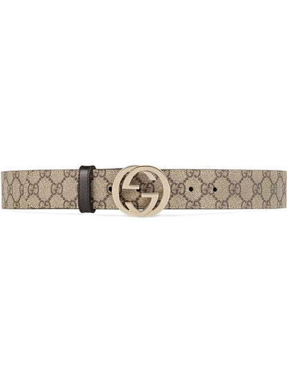 Gucci GG Supreme Belt Gold-tone G Buckle Brown