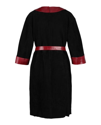Gucci Belted Suede Dress Black
