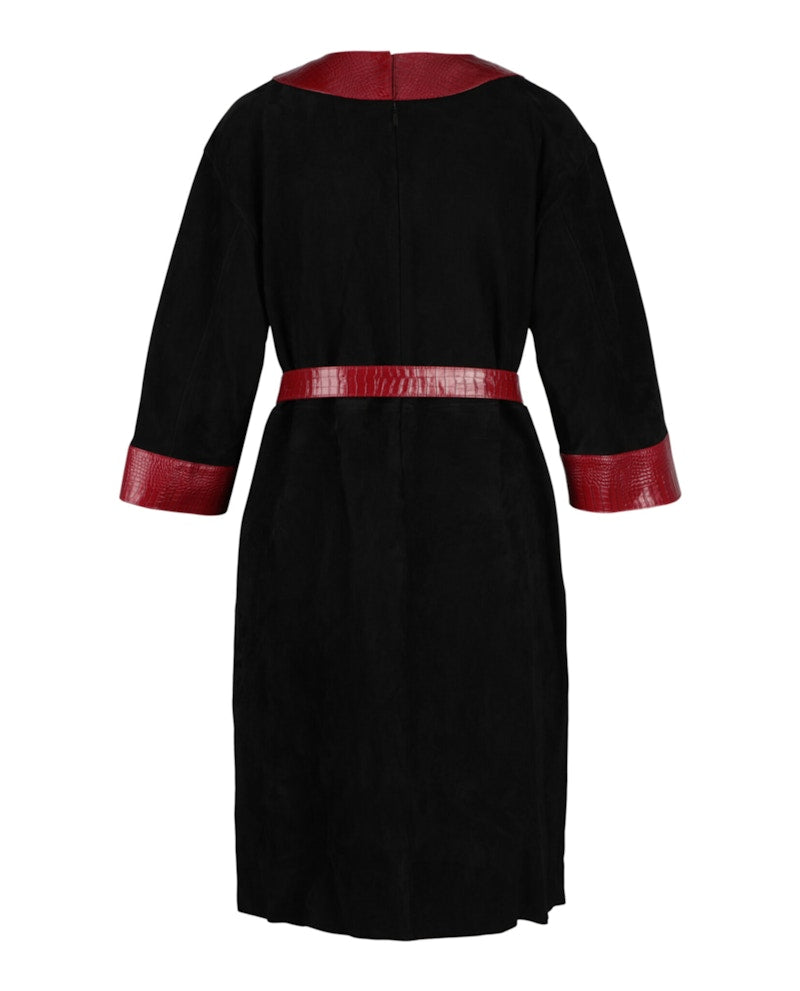 Gucci Belted Suede Dress Black