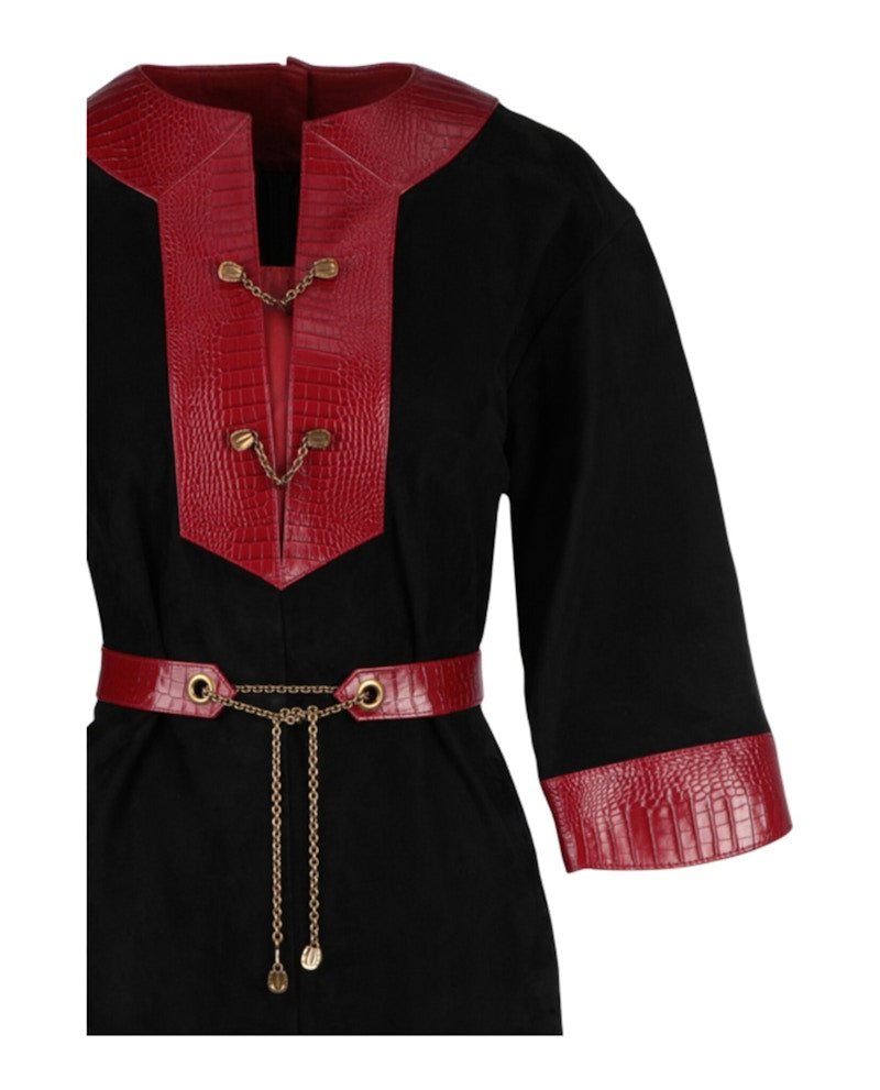 Gucci Belted Suede Dress Black