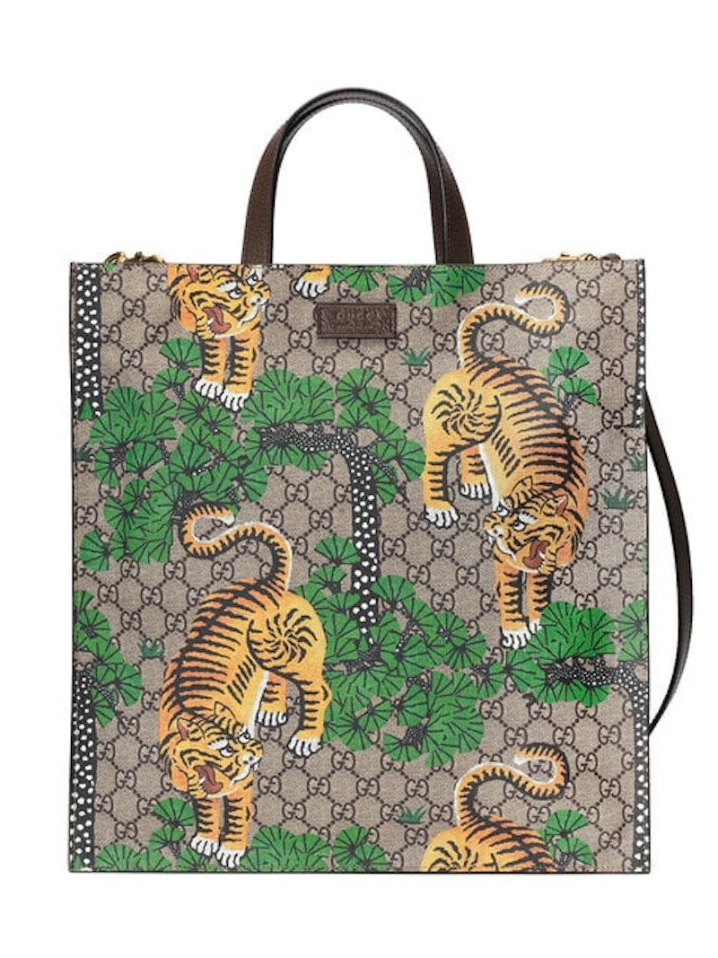 Gucci Bengal Tiger Tote Supreme GG Large Brown Multicolor
