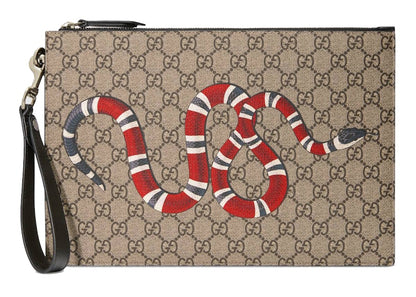 Gucci Bestiary Pouch with Kingsnake Beige/Ebony