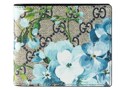 Gucci Bifold Wallet Blue Blooms Beige/Ebony